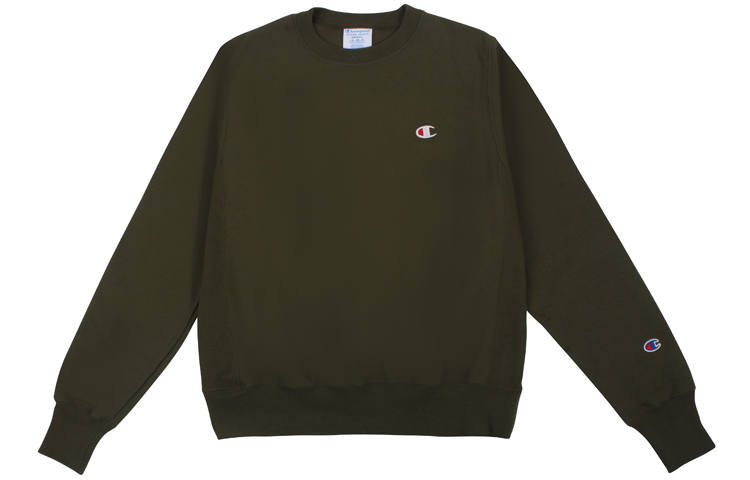 Champion Fleece Lined Small C Sweatshirt US Version Unisex Army Green