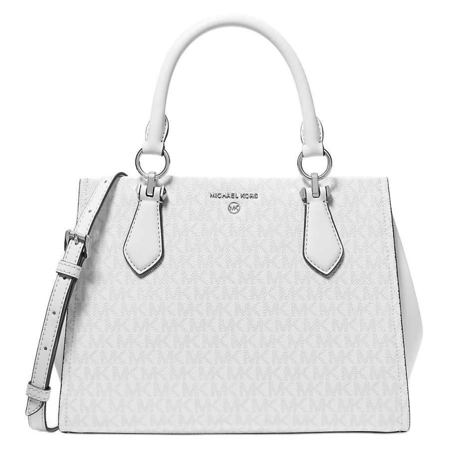MICHAEL KORS Marilyn Coated Canvas Shoulder Bag, Crossbody Bag, Handbag Medium Women's White