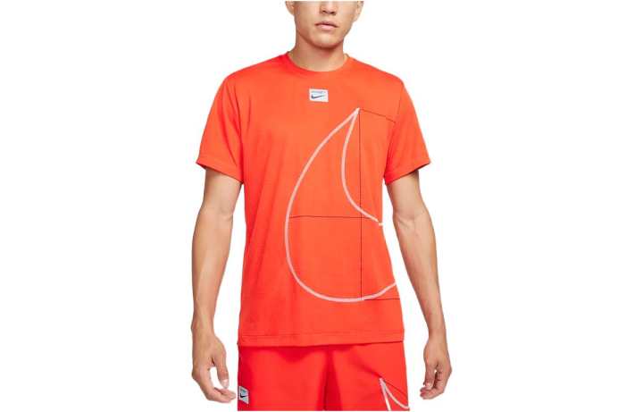 Nike Nike T Shirts Men's Orange Crew Neck Moderate Straight Fit