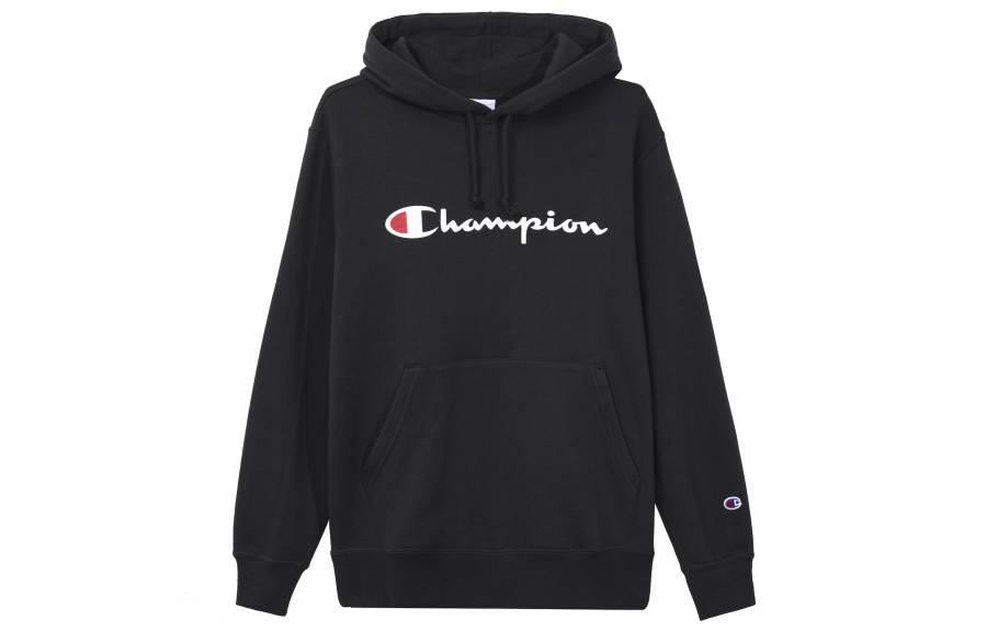 Champion Champion Script Basic Pullover Fleece Lined Sweatshirt Japan Version Unisex Black Couple's