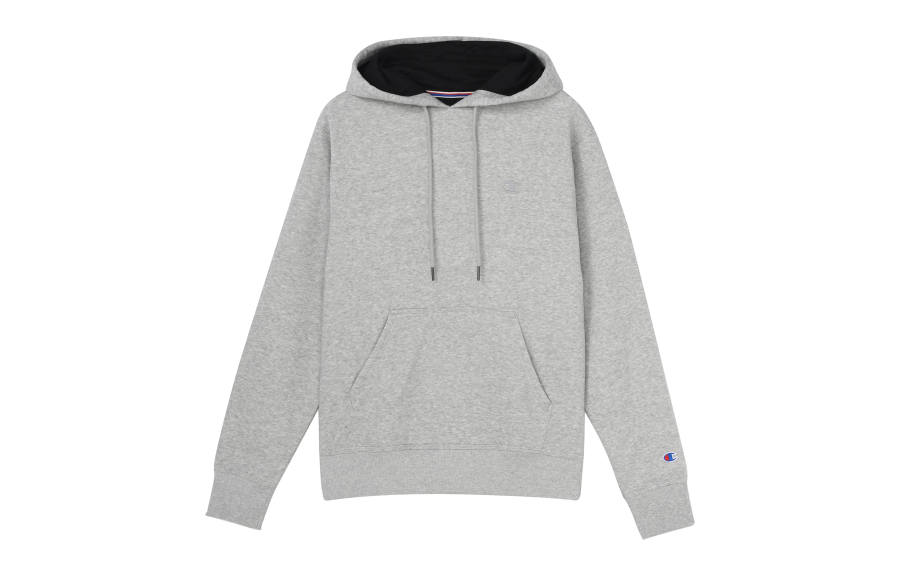 Champion Chest Cuff Double Logo Hoodie Fleece Lined Sweatshirt US Version Unisex Light Gray