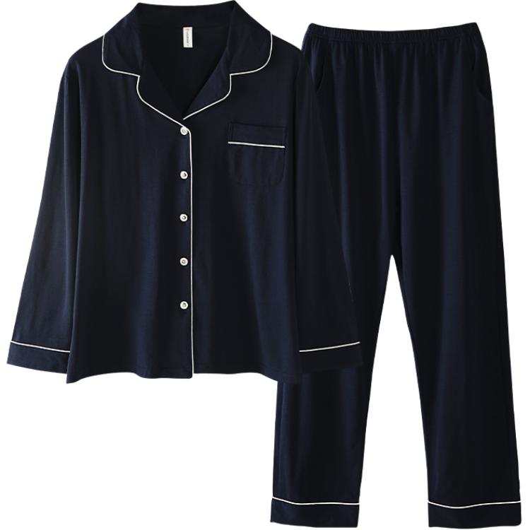 Cotton Gene Pajama Set Men's Navy Blue