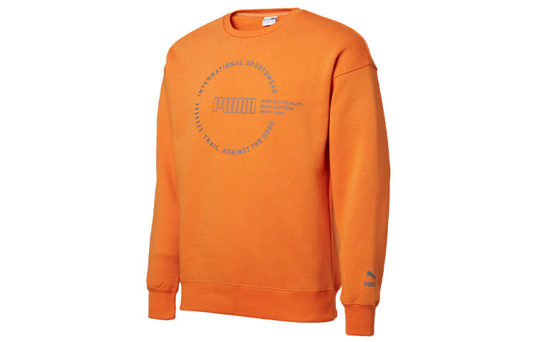 PUMA PUMA Sweatshirts Men's Orange Crew Neck Moderate Regular