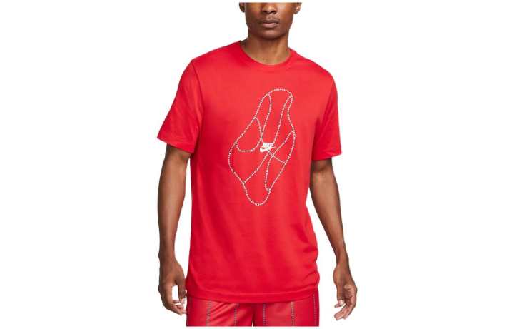 Nike Nike T Shirts Men's Red Crew Neck Moderate Straight Fit