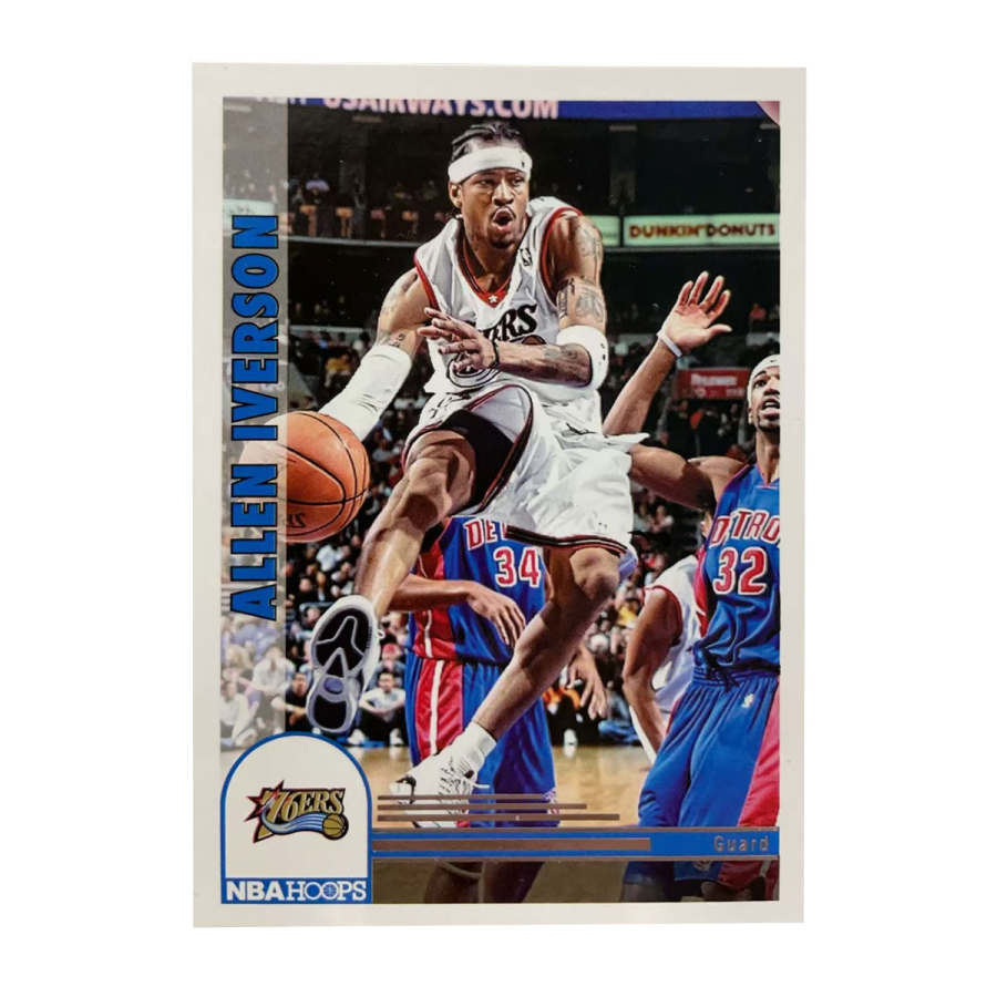 PANINI 2022 23 Basketball NBA 2022 23 76ers, Allen Iverson, Four Time MVP HOOPS Parallel T Shirt Sports Cards 1 Pc