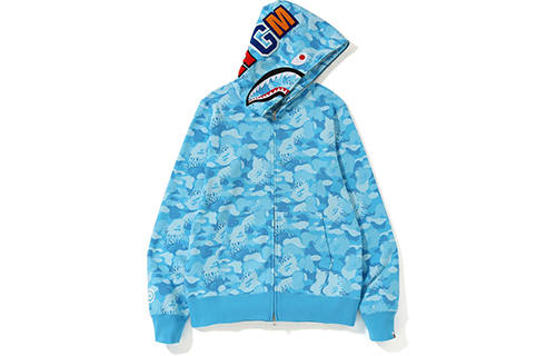 A BATHING APE Bape Fire Camo Shark Full Zip Hoodie