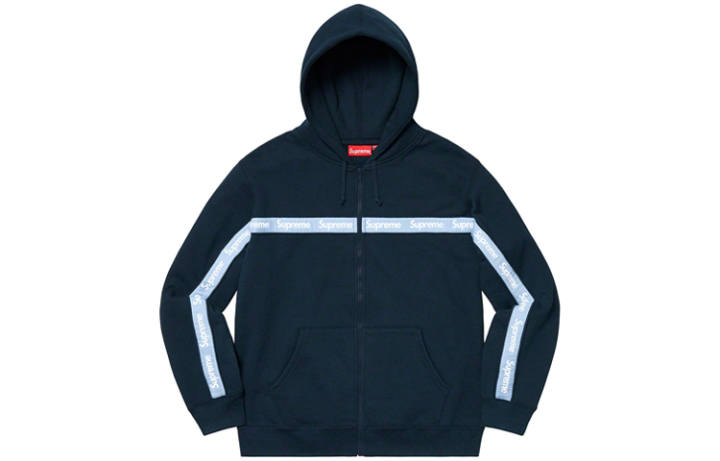 Supreme Supreme Text Stripe Zip Up Hooded Sweatshirt