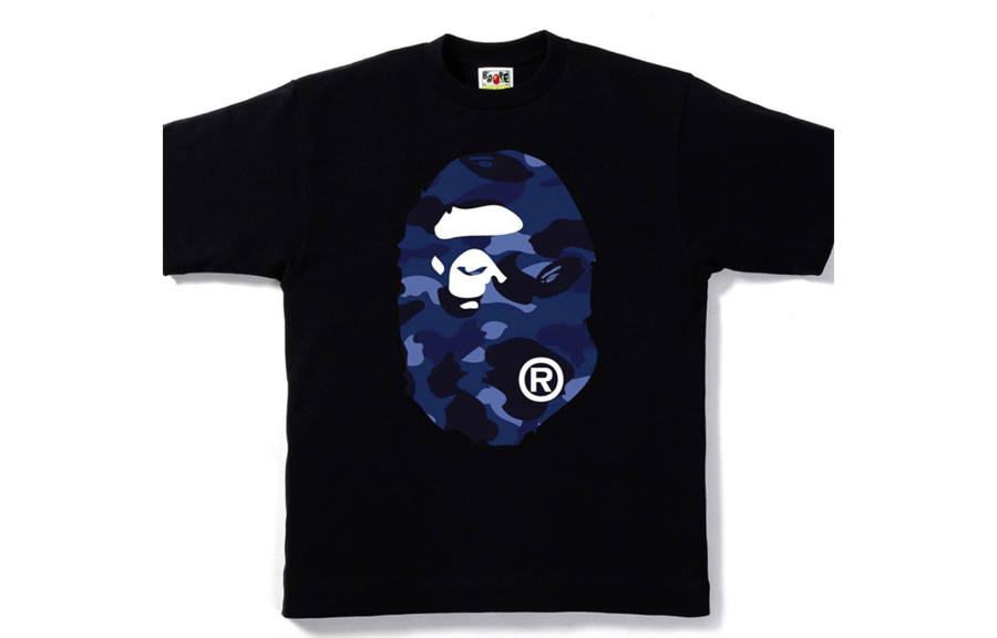 A BATHING APE Head Series Color Camo Big Ape Head T Shirt Unisex Black