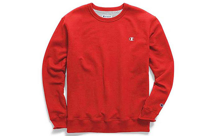 Champion Champion Crew Neck White Logo Fleece Lined Pullover Sweatshirt US Version Unisex Red