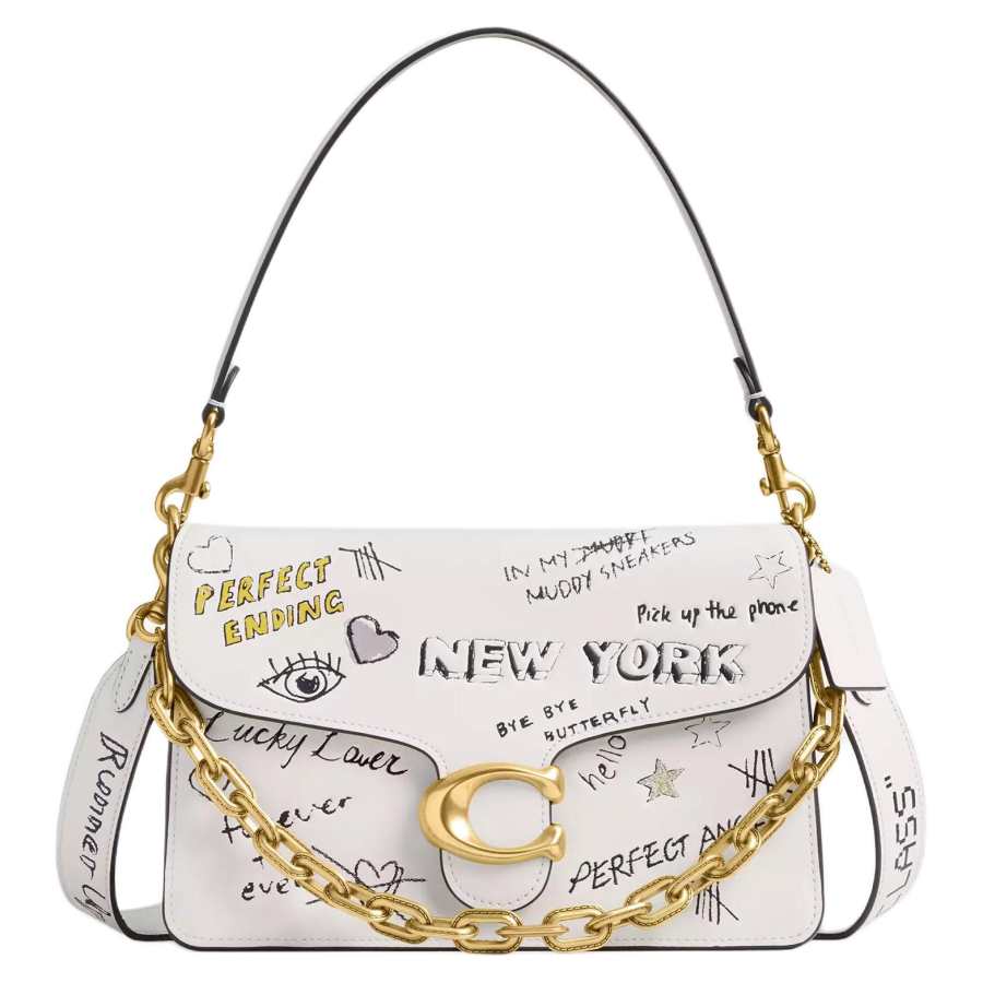 COACH Grain Leather Shoulder Bag, Crossbody Bag, Handbag Medium Women's White