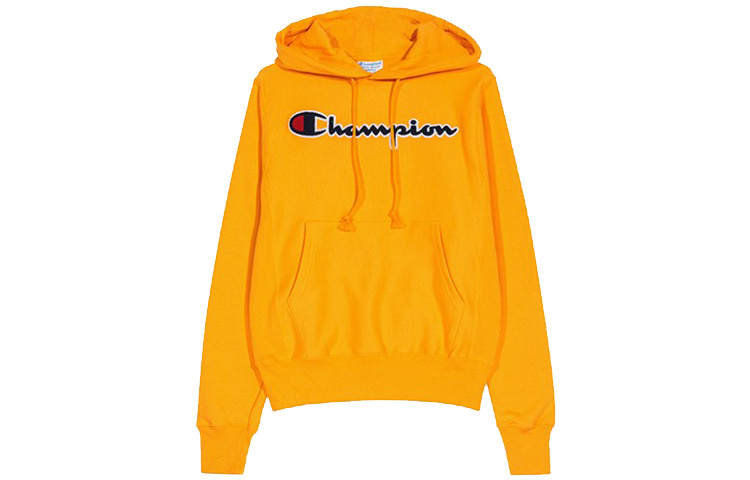 Champion Flock Grass Written Fleece Lined Hoodie Sweatshirt US Version Unisex Yellow