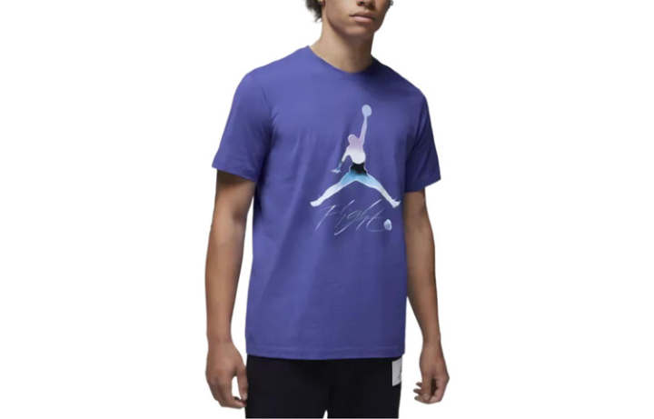 Jordan Jordan T Shirts Men's Purple Crew Neck Moderate Straight Fit