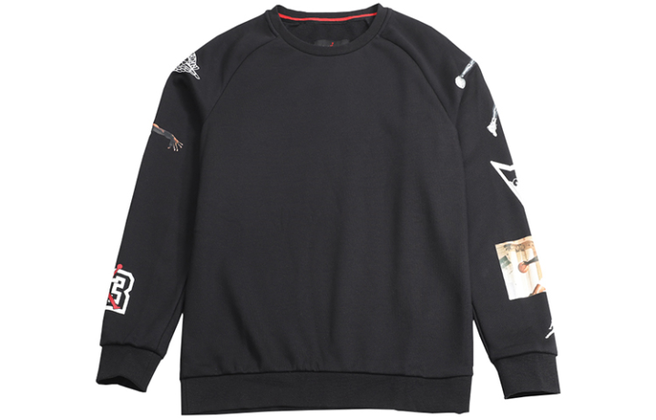 Jordan Jordan Print Fleece Lined Athleisure Hoodie American Sweatshirt Men's Black
