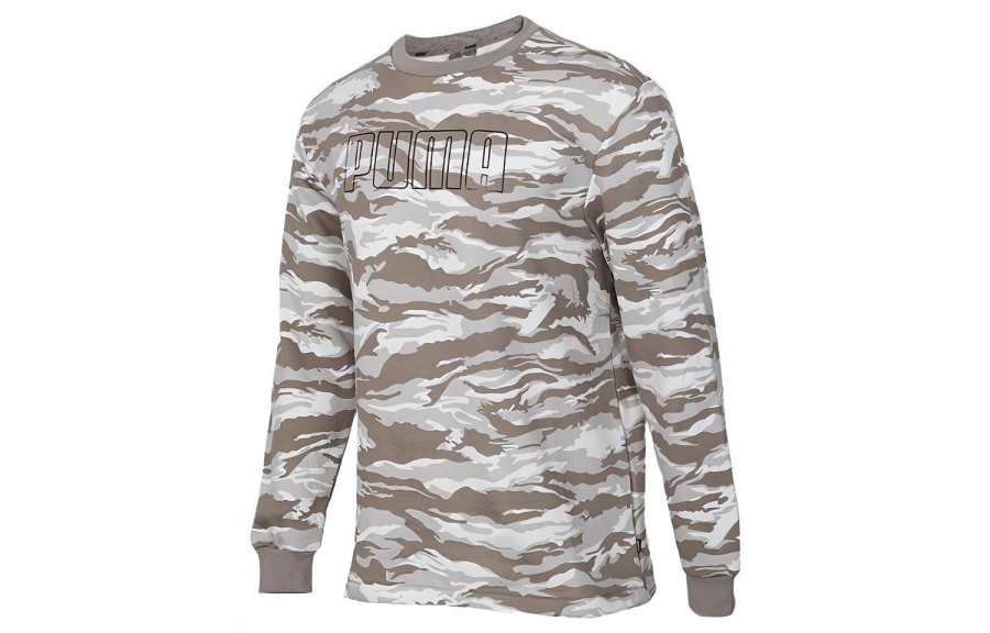 PUMA Sweatshirts Men's Elephant Gray Crew Neck Moderate Regular