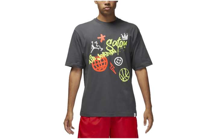 Jordan Jordan T Shirts Men's Gray Crew Neck Moderate Straight Fit