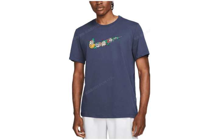 Nike Nike T Shirts Men's Dark Blue Crew Neck Moderate Straight Fit