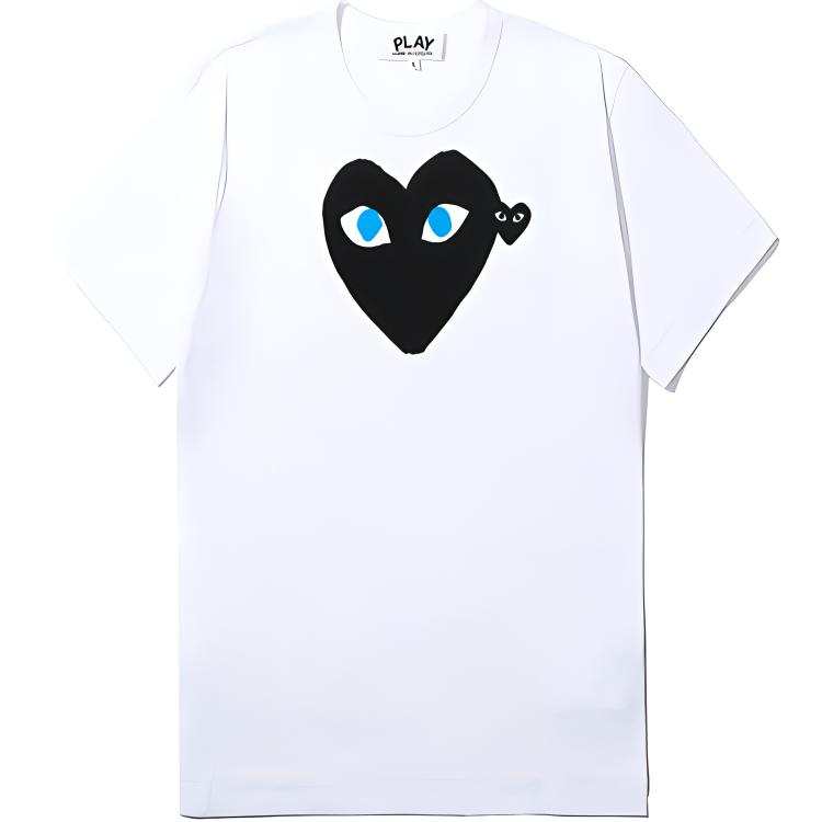 CDG Play Comme Des Garcons Play Women's Black Heart Blue Eyes T shirt White