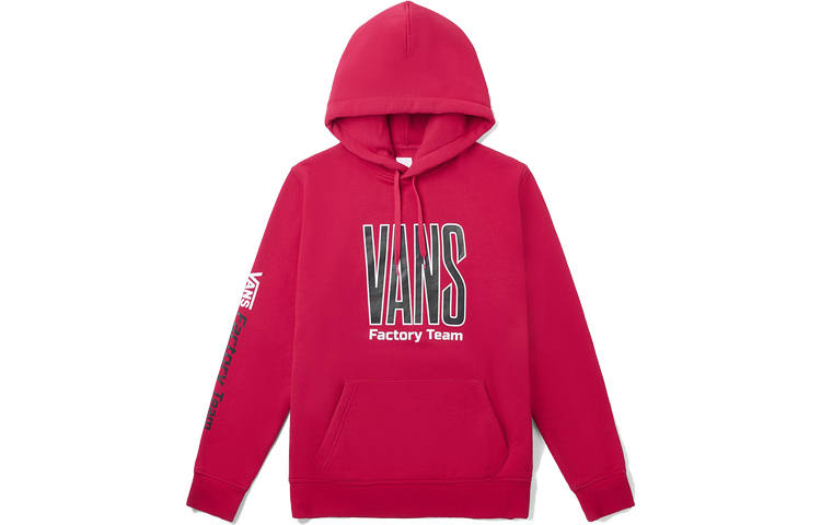 Vans Hooded Fleece Lined Casual Sports Long Sleeved Sweatshirt Unisex Red
