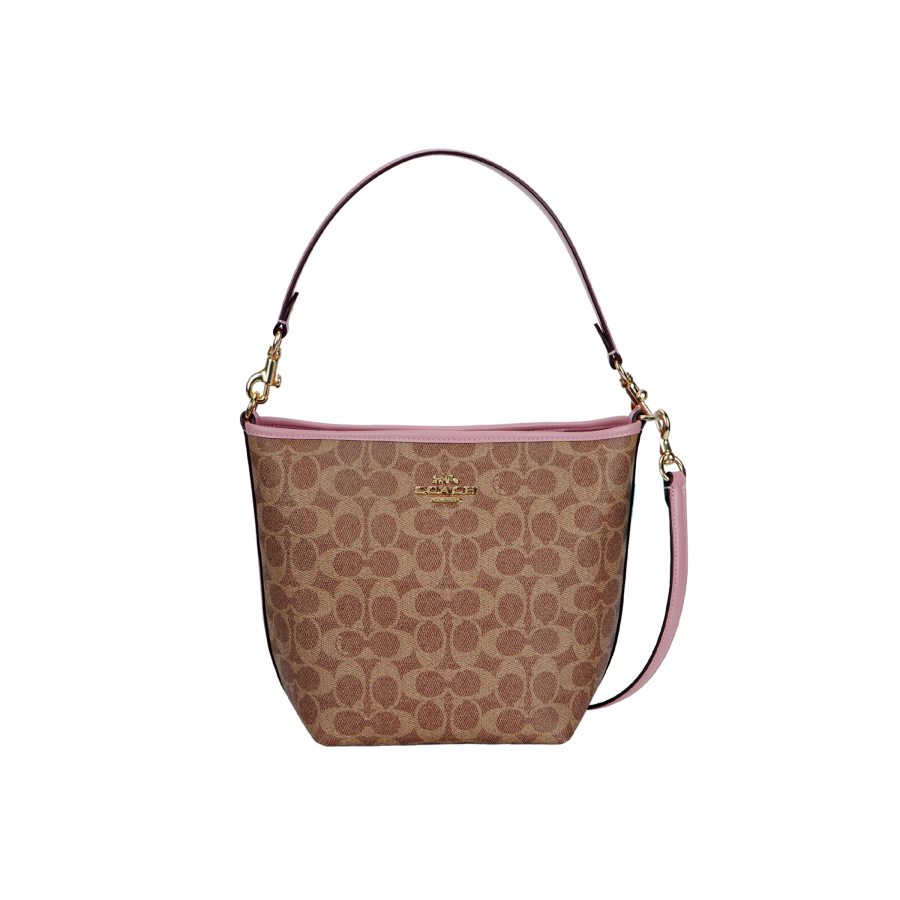 COACH City Bucket PVC Handbag Small Women's Cameo Brown