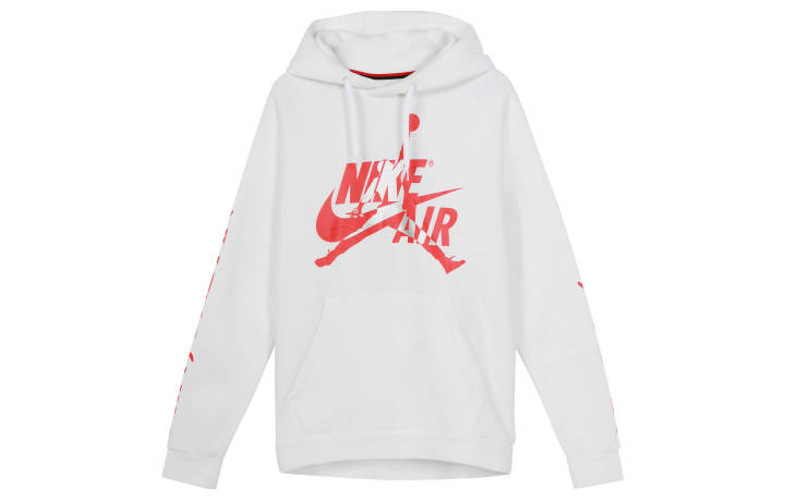 Jordan Jordan Jumpman Classics Logo Print Thickened And Fleece Lined Thermal Pullover Hooded Sweatshirt Men's White