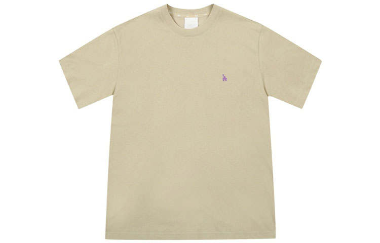 MLB Los Angeles Dodgers T Shirts Unisex Beige Crew Neck Moderate Straight Fit