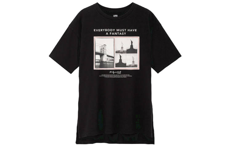 UNIQLO T Shirts Unisex Black Crew Neck Moderate