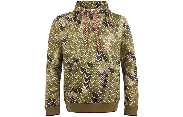 Burberry Sweatshirts Men's Army Green Hooded Moderate Regular