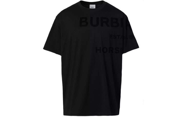 Burberry T Shirts Men's Black Crew Neck Moderate Straight Fit