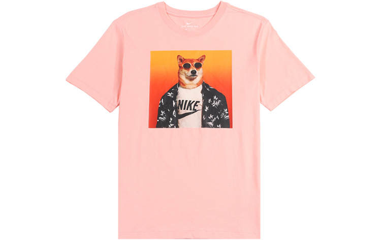 Nike Nike T Shirts Men's Pink Crew Neck Moderate Straight Fit