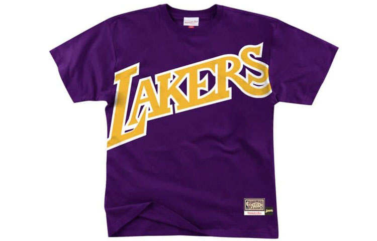 Mitchell Ness T Shirts Men's Purple Crew Neck Moderate Straight Fit