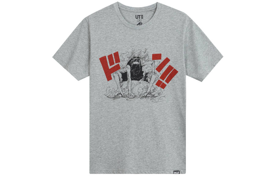 UNIQLO UNIQLO T Shirts Unisex Gray Crew Neck Moderate Straight Fit