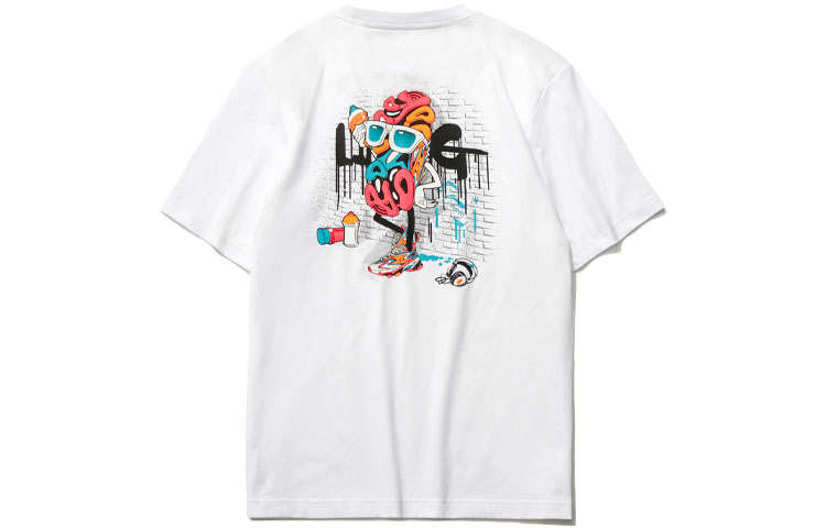 Li-Ning Li Ning Sports Fashion Collection T Shirts Unisex White Crew Neck Moderate Straight Fit