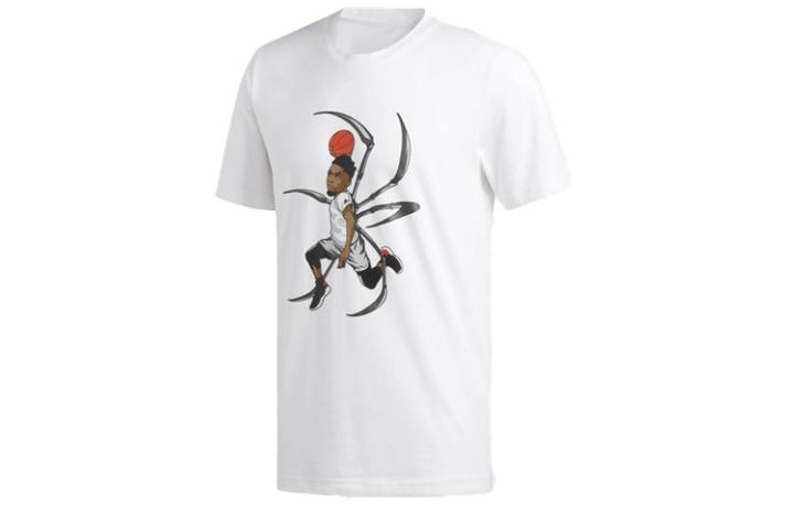 Adidas Adidas T Shirts Men's White Crew Neck Moderate Straight Fit
