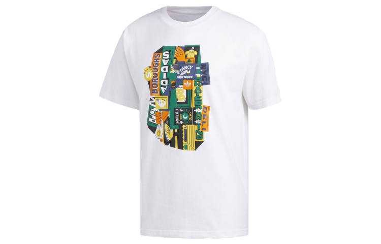 Adidas Originals T Shirts Men's White Crew Neck Moderate Straight Fit