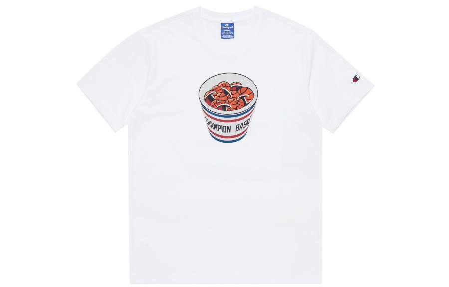 Champion T Shirts Unisex White Crew Neck Moderate Straight Fit