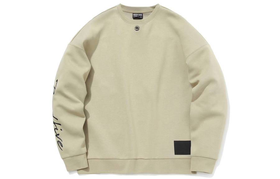 Li-Ning Li Ning BADFIVE Sweatshirts Men's Medium Khaki Crew Neck Moderate Regular