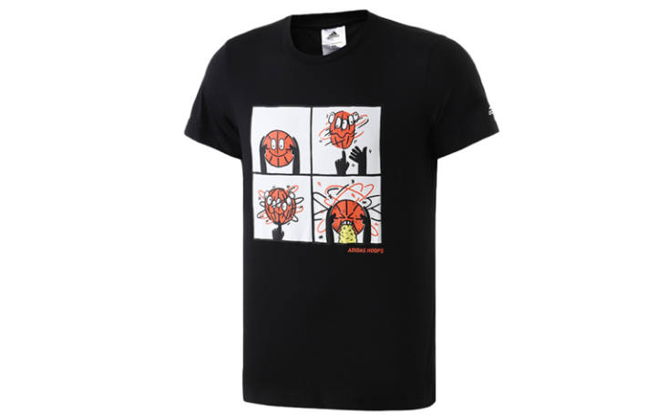 Adidas Adidas T Shirts Men's Black Crew Neck Moderate Straight Fit