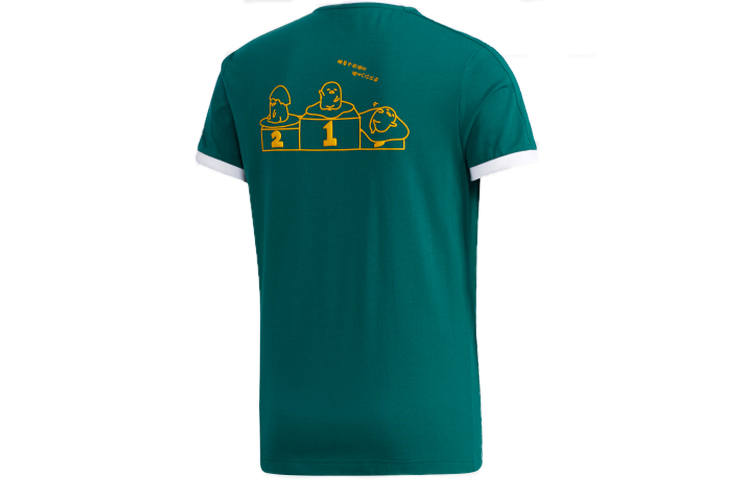 Adidas Neo T Shirts Men's Green Crew Neck Moderate Straight Fit