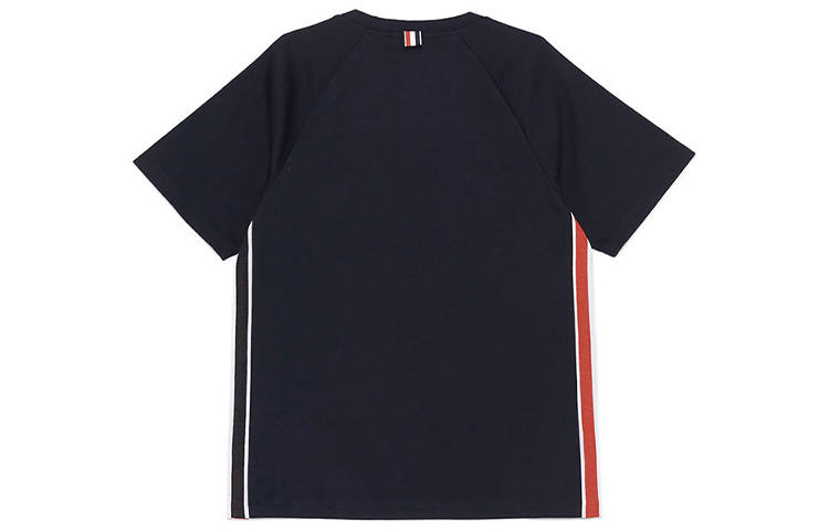 THOM BROWNE T Shirts Men's Marine Blue Crew Neck Moderate Straight Fit