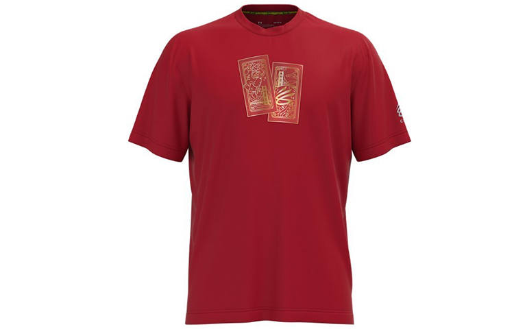 Under Armour Curry X Sesame Street T Shirts Men's Red Crew Neck Moderate Straight Fit