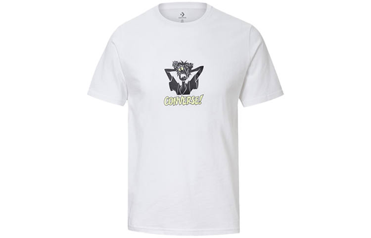 Converse T Shirts Men's White Crew Neck Moderate Straight Fit