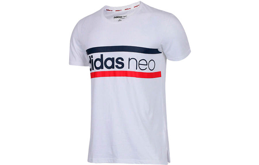 Adidas Neo T Shirts Men's White Crew Neck Moderate Straight Fit