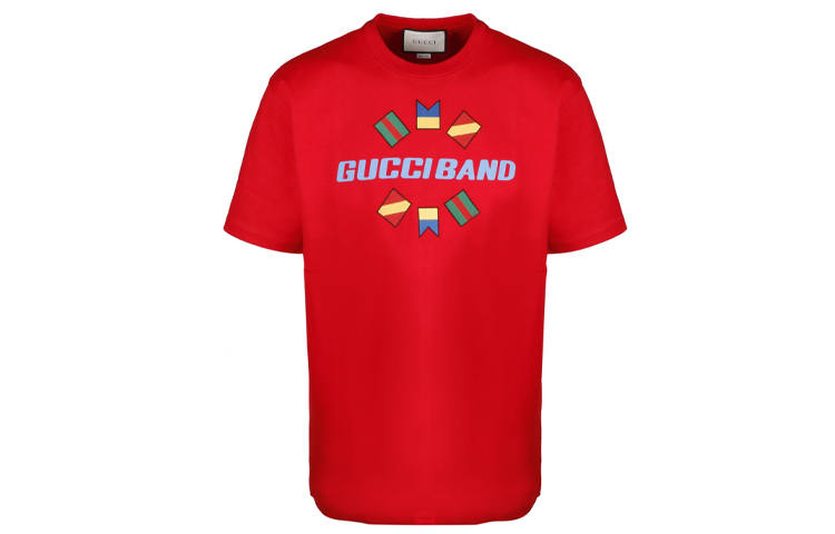 GUCCI T Shirts Men's Red Crew Neck Moderate
