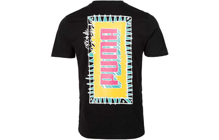 PUMA T Shirts Men's Black Crew Neck Moderate Straight Fit