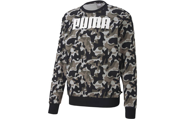 PUMA Sweatshirts Men's Black Crew Neck Moderate Regular