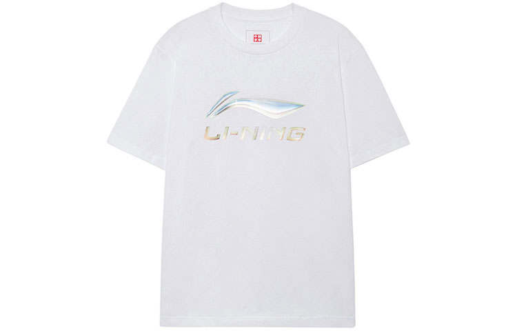 Li-Ning Li Ning X HajimeSorayama T Shirts Unisex White Crew Neck Moderate Straight Fit