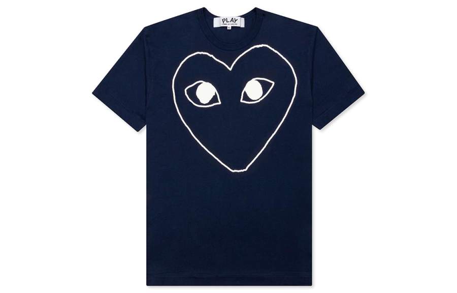 CDG Play Comme Des Garcons Play White Outline Heart T shirt