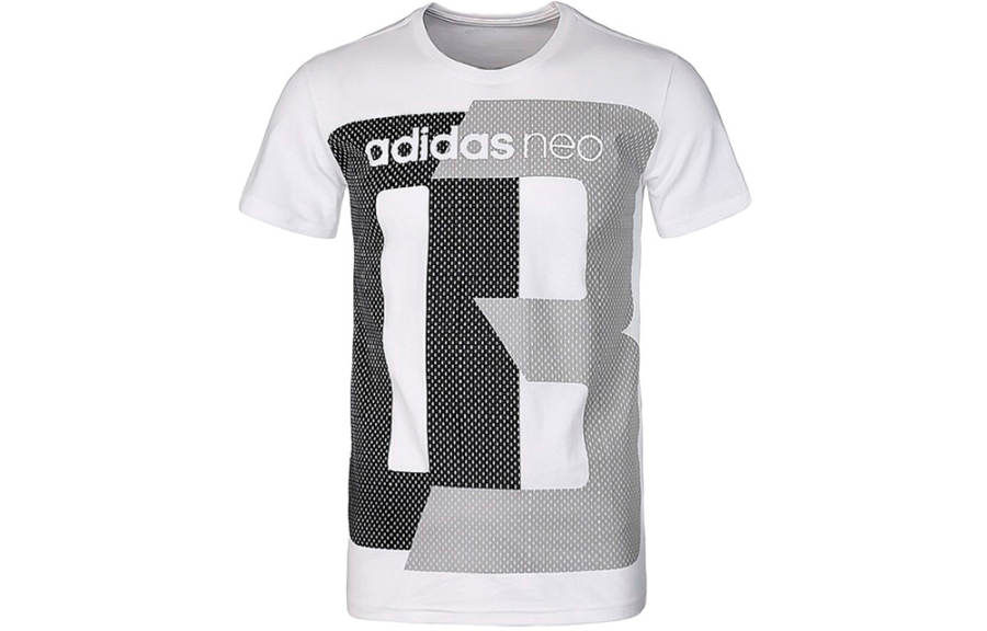 Adidas Neo T Shirts Men's White Crew Neck Moderate Straight Fit