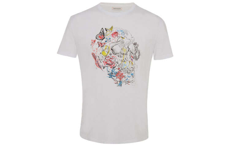 Alexander McQueen Skeleton Print Short Sleeved SS22 T Shirt Men's White