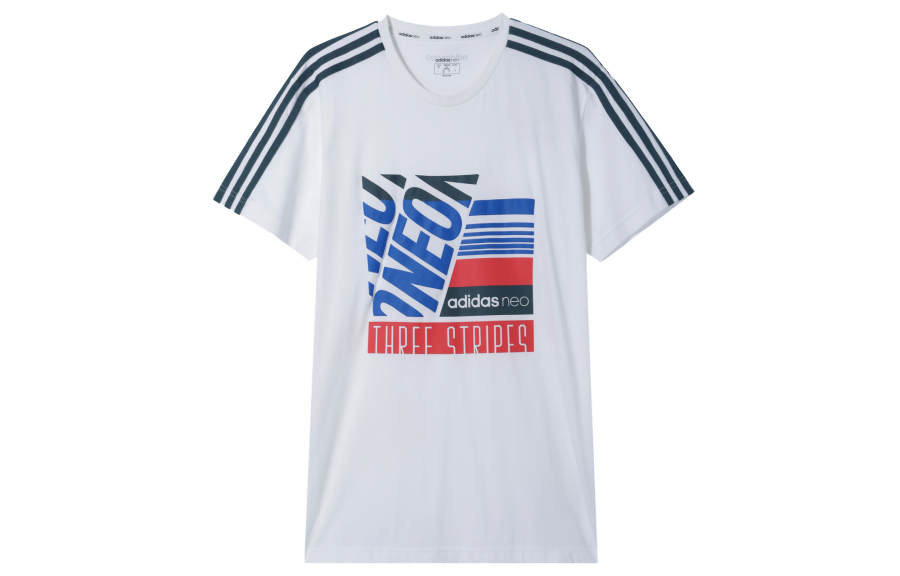 Adidas Neo T Shirts Men's White Crew Neck Moderate Straight Fit